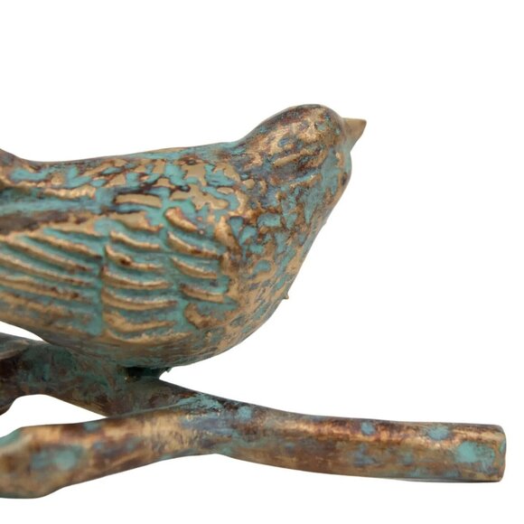 Bird on Branch Figurine Paperweight Verdigris Turquoise Antique Bronze C… - Picture 8 of 8